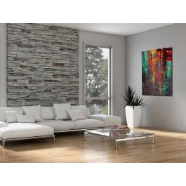 Odbicie deszczowego miasta - nowoczesny obraz na płótnie - 50x70 cm