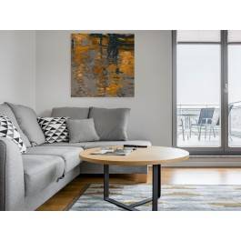 Odbicie słonecznego miasta - nowoczesny obraz na płótnie - 80x80 cm