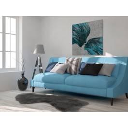 Taniec żywiołów w błękitach - nowoczesny obraz na płótnie - 80x80 cm