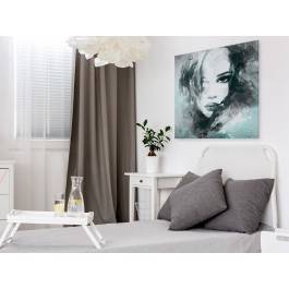 Dusza z antracytu w turkusie - nowoczesny obraz na płótnie - 80x80 cm