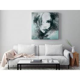 Dusza z antracytu w turkusie - nowoczesny obraz na płótnie - 80x80 cm