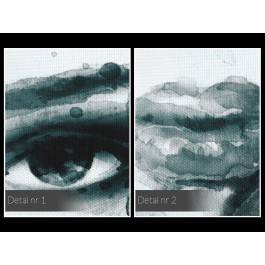 Dusza z antracytu w turkusie - nowoczesny obraz na płótnie - 80x80 cm