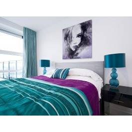 Dusza z antracytu we fioletach - nowoczesny obraz na płótnie - 80x80 cm