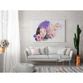 Kwiaty we włosach - nowoczesny obraz na płótnie - 120x80 cm