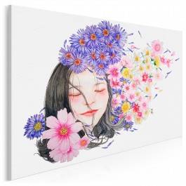 Kwiaty we włosach - nowoczesny obraz na płótnie - 120x80 cm