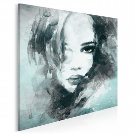 Dusza z antracytu w turkusie - nowoczesny obraz na płótnie - 80x80 cm