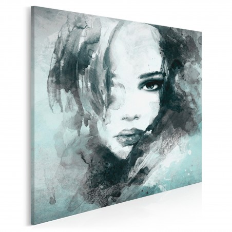 Dusza z antracytu w turkusie - nowoczesny obraz na płótnie - 80x80 cm