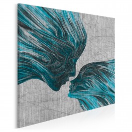 Taniec żywiołów w błękitach - nowoczesny obraz na płótnie - 80x80 cm