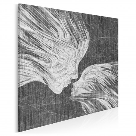 Taniec żywiołów w szarościach - nowoczesny obraz na płótnie - 80x80 cm
