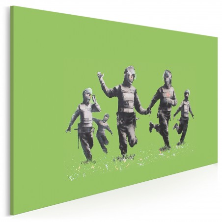 Banksy - Happy SWAT team - nowoczesny obraz na płótnie - 120x80 cm