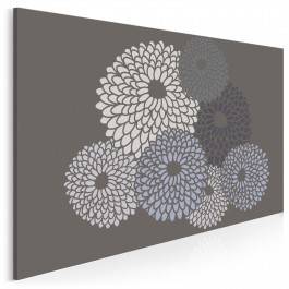 Srebrzyste chryzantemy - nowoczesny obraz na płótnie - 120x80 cm