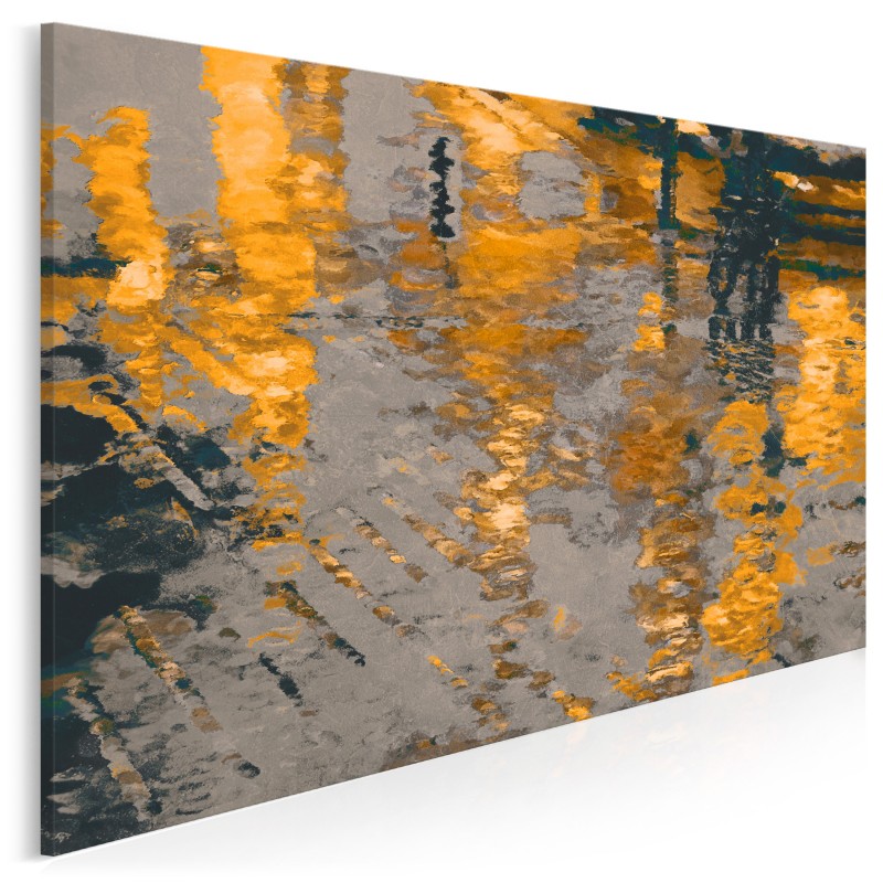 Odbicie słonecznego miasta - nowoczesny obraz na płótnie - 120x80 cm