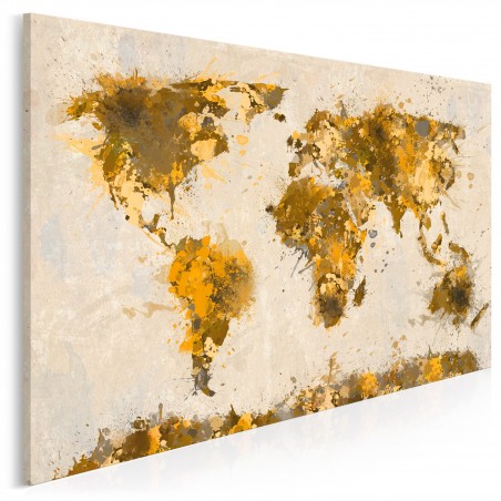 Mapa świata w brązach - nowoczesny obraz na płótnie - 120x80 cm