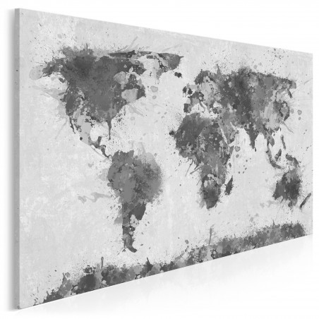 Mapa świata w czerni i bieli - nowoczesny obraz na płótnie - 120x80 cm