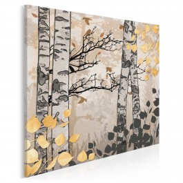 Jesienny las brzozowy - nowoczesny obraz na płótnie - 80x80 cm Jesienny las brzozowy - nowoczesny obraz na płótnie - 80x80 cm