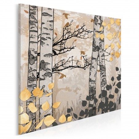 Jesienny las brzozowy - nowoczesny obraz na płótnie - 80x80 cm