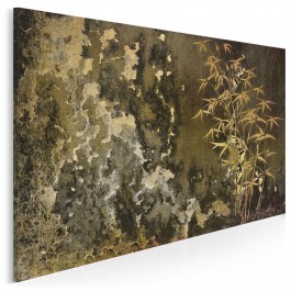 Liście bambusa w stylu grunge - nowoczesny obraz na płótnie - 120x80 cm Liście bambusa w stylu grunge - nowoczesny obraz na płótnie - 120x80 cm