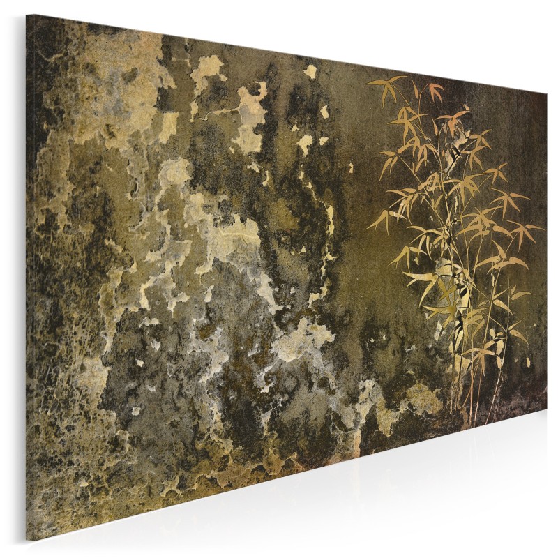 Liście bambusa w stylu grunge - nowoczesny obraz na płótnie - 120x80 cm