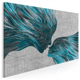 Taniec żywiołów w błękitach - nowoczesny obraz na płótnie - 120x80 cm
