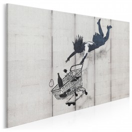 Banksy - Kobieta z wózkiem - nowoczesny obraz na płótnie - 120x80 cm
