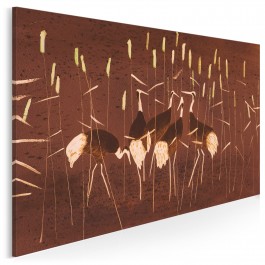 Żurawie na mokradłach - nowoczesny obraz na płótnie - 120x80 cm