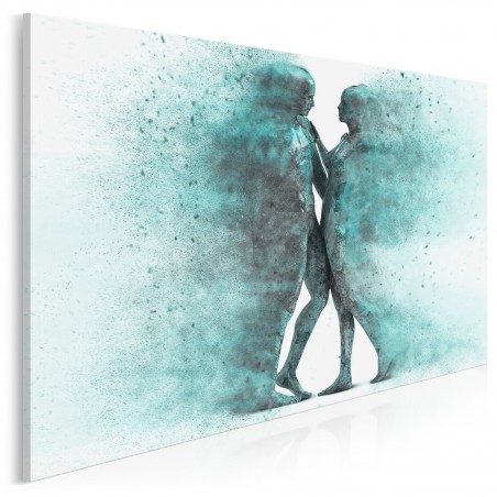 Metafizyka miłości w turkusach - nowoczesny obraz na płótnie - 120x80 cm
