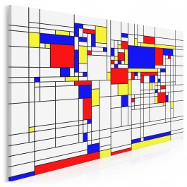 Podróże z Mondrianem - nowoczesny obraz na płótnie - 120x80 cm Podróże z Mondrianem - nowoczesny obraz na płótnie - 120x80 cm