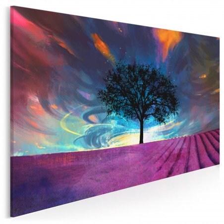 Lawendowe pole - nowoczesny obraz na płótnie - 120x80 cm