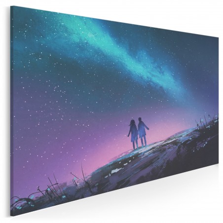 Noc meteorów - nowoczesny obraz do sypialni - 120x80 cm