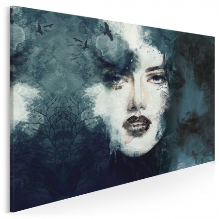 Atramentowe zaklęcie  - nowoczesny obraz na płótnie - 120x80 cm