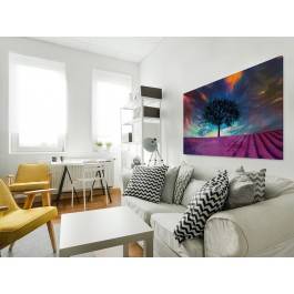 Lawendowe pole - nowoczesny obraz na płótnie - 120x80 cm