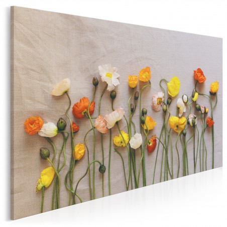 Lniane maki - fotoobraz do sypialni - 120x80 cm