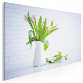 Tulipany w bieli - fotoobraz do salonu - 120x80 cm