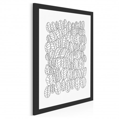 Graficzne liście - nowoczesny obraz na płótnie - 50x70 cm