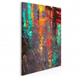 Odbicie deszczowego miasta - nowoczesny obraz na płótnie - 50x70 cm