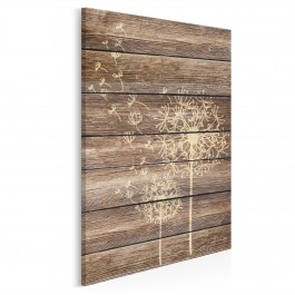 Dmuchawiec na drewnie - nowoczesny obraz na płótnie - 50x70 cm Dmuchawiec na drewnie - nowoczesny obraz na płótnie - 50x70 cm