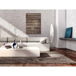Dmuchawiec na drewnie - nowoczesny obraz na płótnie - 50x70 cm Dmuchawiec na drewnie - nowoczesny obraz na płótnie - 50x70 cm