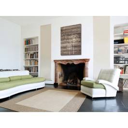 Dmuchawiec na drewnie - nowoczesny obraz na płótnie - 50x70 cm Dmuchawiec na drewnie - nowoczesny obraz na płótnie - 50x70 cm