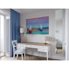 Zachód słońca na Mazurach - nowoczesny obraz na płótnie