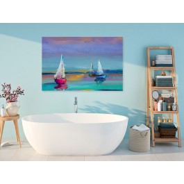 Zachód słońca na Mazurach - nowoczesny obraz na płótnie