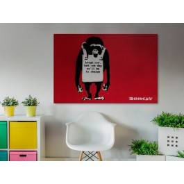 Banksy - Małpa - nowoczesny obraz na płótnie - 120x80 cm Banksy - Małpa - nowoczesny obraz na płótnie - 120x80 cm