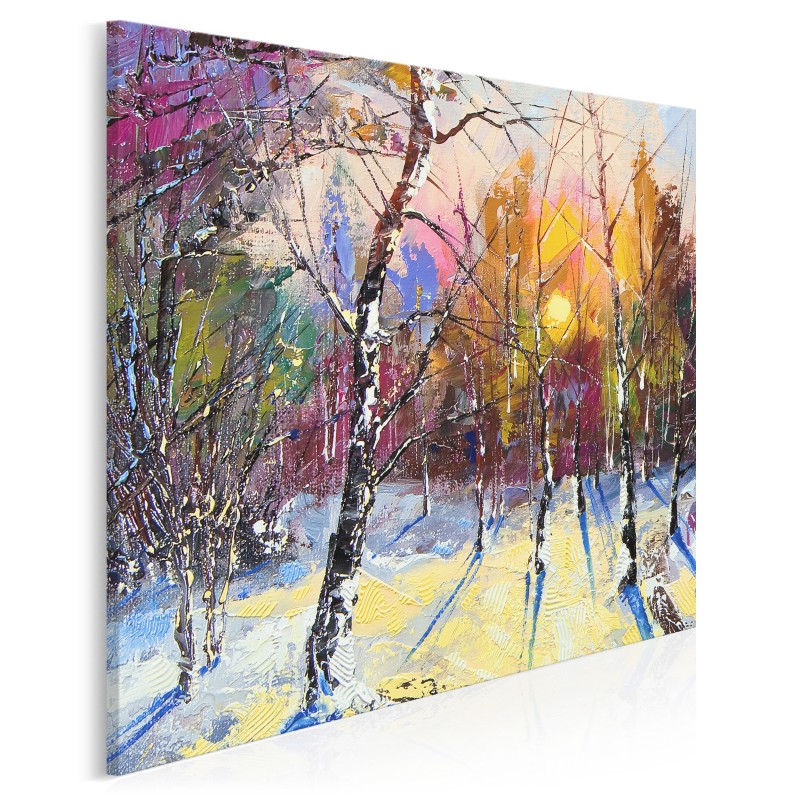 Zimowy poranek - nowoczesny obraz do salonu - 80x80 cm