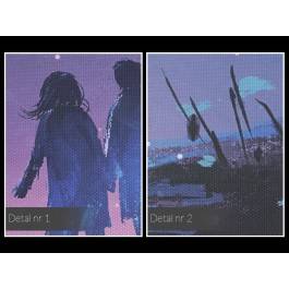 Noc meteorów - nowoczesny obraz do sypialni - 120x80 cm