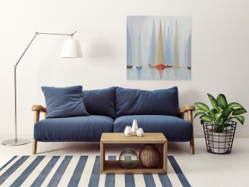 Błękitne regaty - nowoczesny obraz na płótnie - 80x80 cm