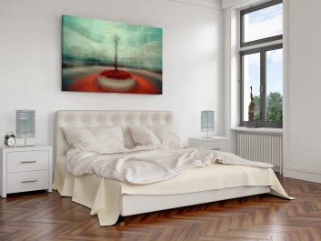 Szkarłatna niwa - fotoobraz do salonu - 120x80 cm Szkarłatna niwa - fotoobraz do salonu - 120x80 cm