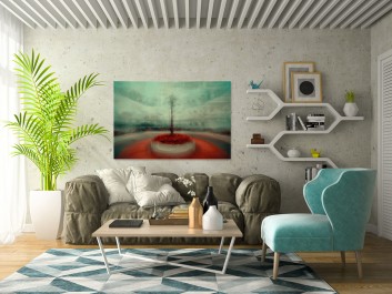 Szkarłatna niwa - fotoobraz do salonu - 120x80 cm Szkarłatna niwa - fotoobraz do salonu - 120x80 cm
