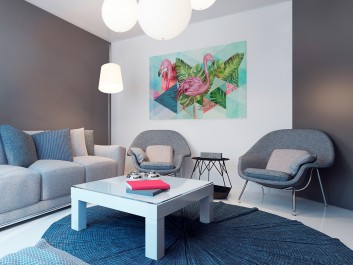 Flamin-go! - nowoczesny obraz na płótnie - 120x80 cm Flamin-go! - nowoczesny obraz na płótnie - 120x80 cm