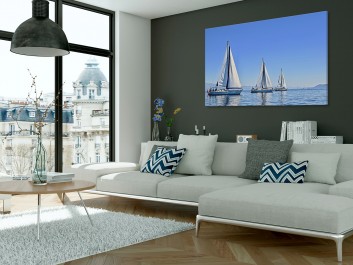 Białe żagle - fotoobraz na płótnie - 120x80 cm