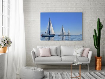 Białe żagle - fotoobraz na płótnie - 120x80 cm