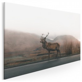 Jeleń na rykowisku - nowoczesny obraz na płótnie - 120x80 cm